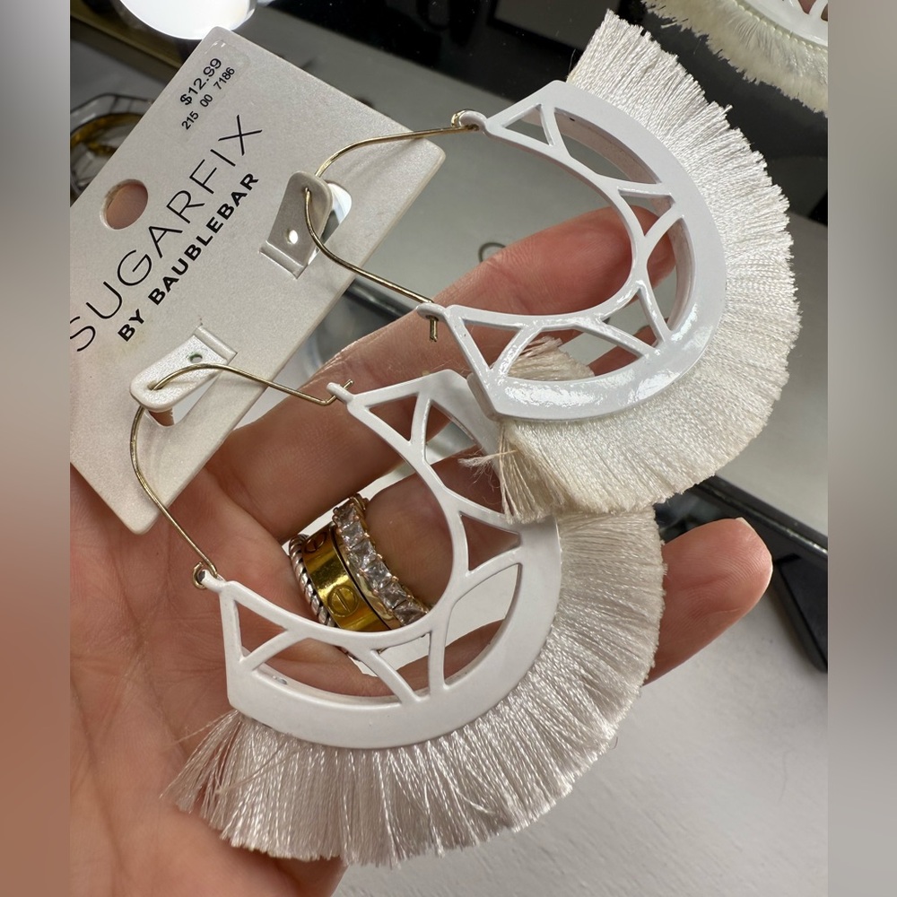 🤍Sugarfix White Fringe Large Earrings🤍